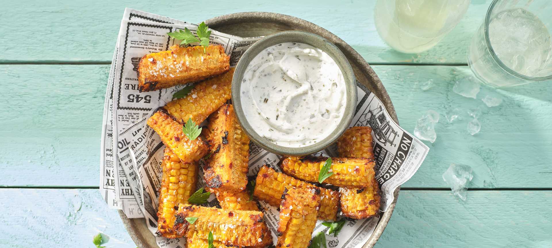 Rezeptbild für Corn Ribs: Gegrillte Maisrippchen mit Dip
